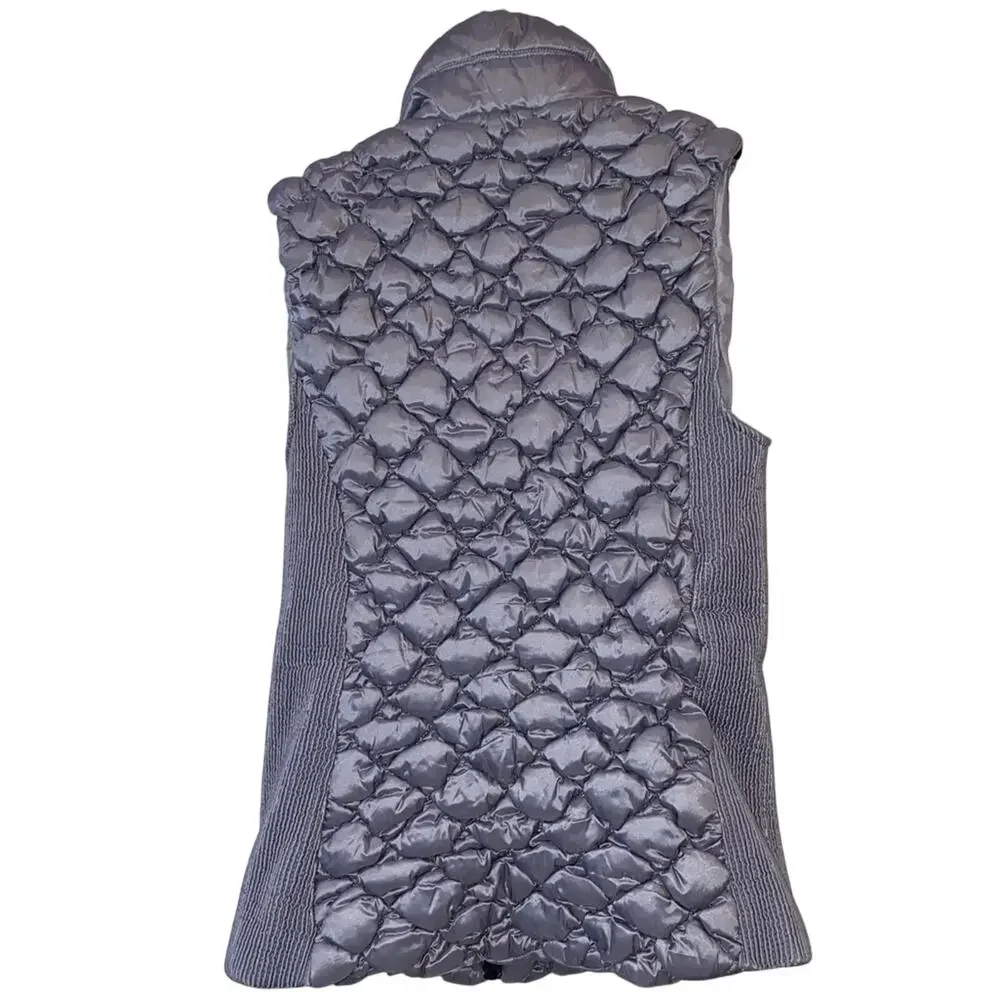 Marc New York Metallic Silver‎ Puffer Vest Small Quilted Knit Panel Zip Jacket